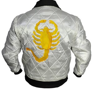 Men's Ryan Gosling Drive Scorpion Jacket White Quilted - Etsy