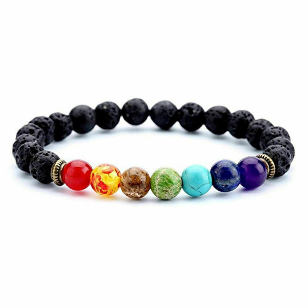 7 Chakra Healing Beaded Bracelet Natural Lava Stone Diffuser Bracelet Jewelry 