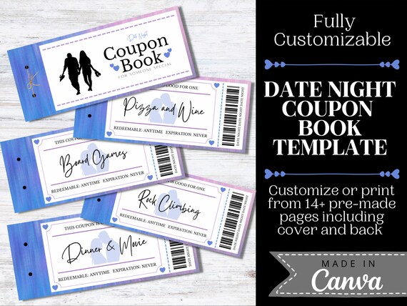 Editable Date Night Couples Coupon Book Template Printable | Etsy
