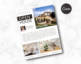 Just Listed Flyer Template, New Listing, Real Estate Marketing, Realtor Template, Real Estate Flyer, Open House Flyer, Canva Template