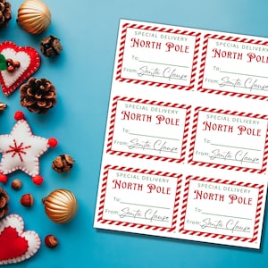 North Pole Sticker for Present, Gift from Santa Label, Santa Clause sticker, North Pole Mail Delivery, Personalized Christmas Gift Tag
