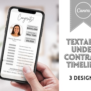 Textable Under Contract Timeline, Real Estate Text Message, Under Contract Flyer, Real Estate Marketing, Realtor Contract Timeline, Canva