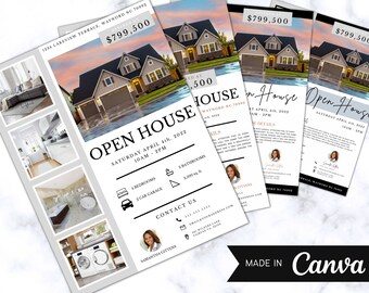 Open House Flyer Template, Real Estate Flyer, Real Estate Marketing, Editable Flyer Template, Canva Template Digital Download, Printable