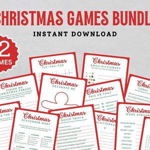 Christmas Games Bundle, Printable Family Games, Holiday Party Games, Kids Christmas games, Virtual games, Xmas Trivia, Zoom Christmas Game
