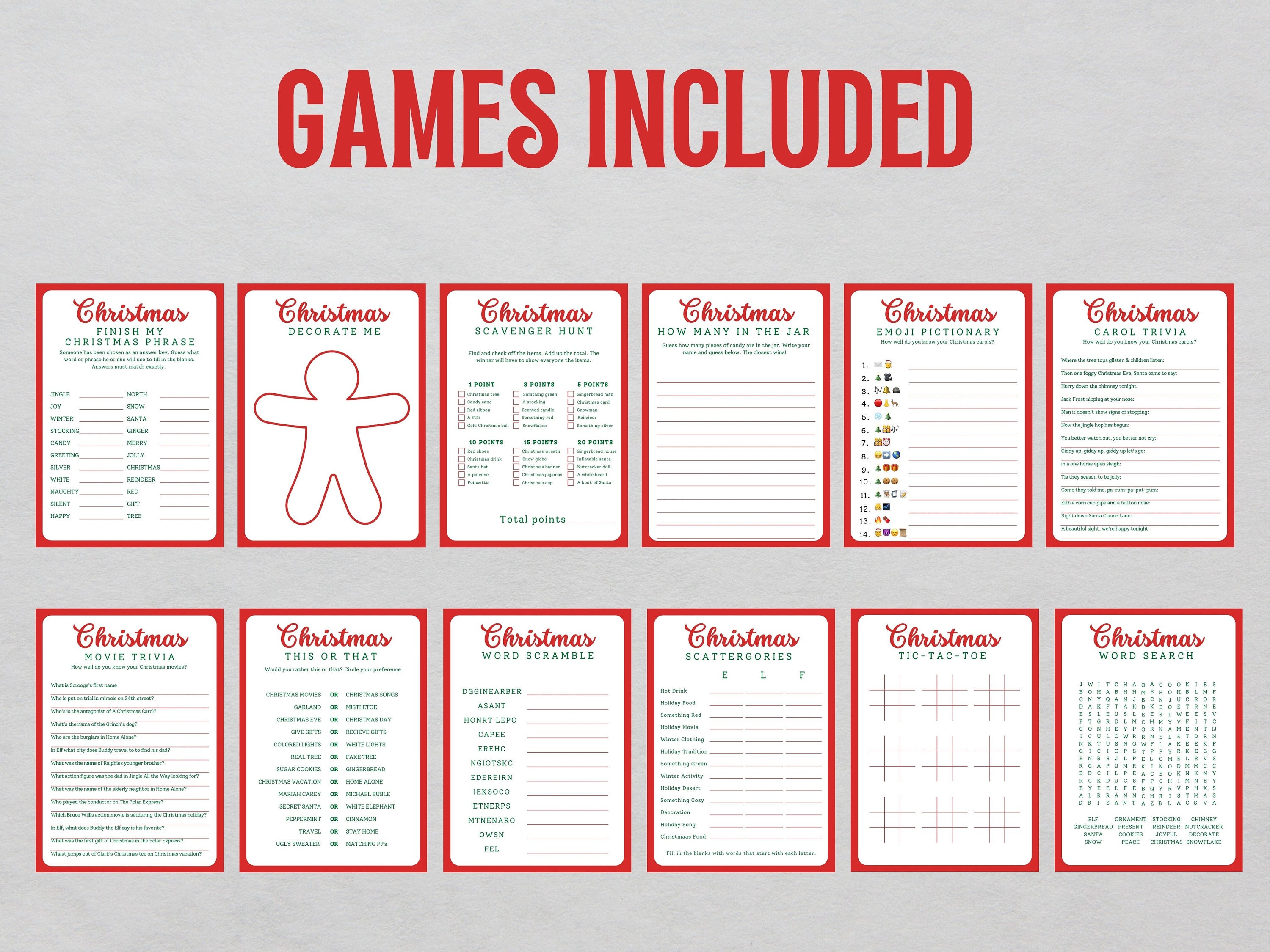 Christmas Games Bundle, Printable Family Games, Holiday Party Games ...