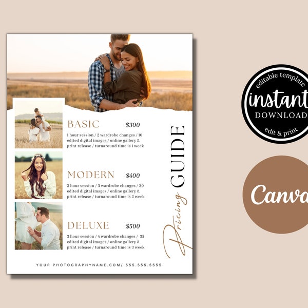 Fall Photography Pricing Template for Canva, Photography Sell Sheet, Printable Price Guide, mini session, Photography Business form,download