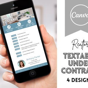 Blue Textable Under Contract Timeline, Real Estate Text Message, Under Contract Flyer, Modern Real Estate Marketing, Realtor Timeline