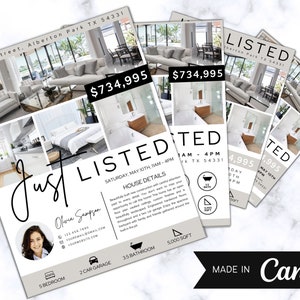 Just Listed Flyer Template, New Listing, Real Estate Marketing, Realtor Template, Real Estate Flyer, Open House Flyer, Canva Template