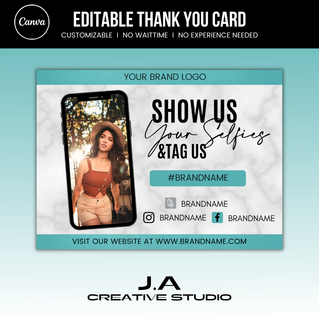Thank You Card, Editable Fashion Template, DIY Thank You Card, Lash