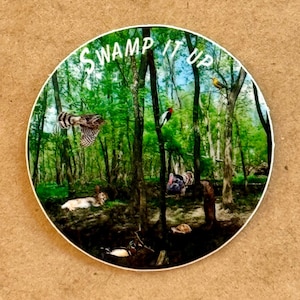 Swamp It Up Bottomland Hardwood Wetland Wildlife Sticker - Original Design by Young Artist, 2” Vinyl Weatherproof Sticker