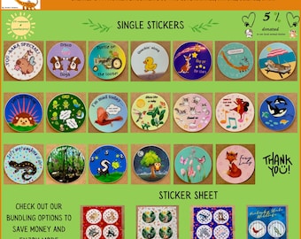 Wildlife Vinyl Stickers & Sticker Sheets – 2" / 3" Options