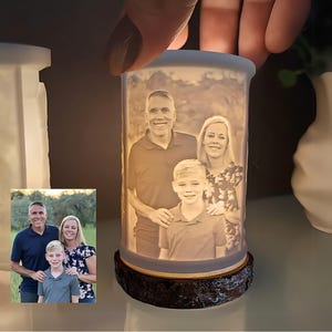 Mini Lithophane Lamp with Wooden Base | Personalized Photo Gift | Lithophane Lamp | Custom Photo Lamp |  Custom Photo Gift