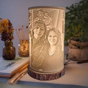 Personalized Lithophane Photo Lamp with Wooden Base – Elegant Custom Photo Gift | Handcrafted Luxury Keepsake | Free Shipping