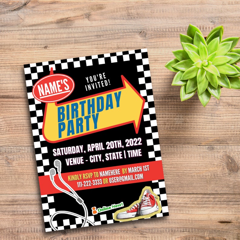 Warped Tour Birthday Party Printable Invitation Digital Etsy