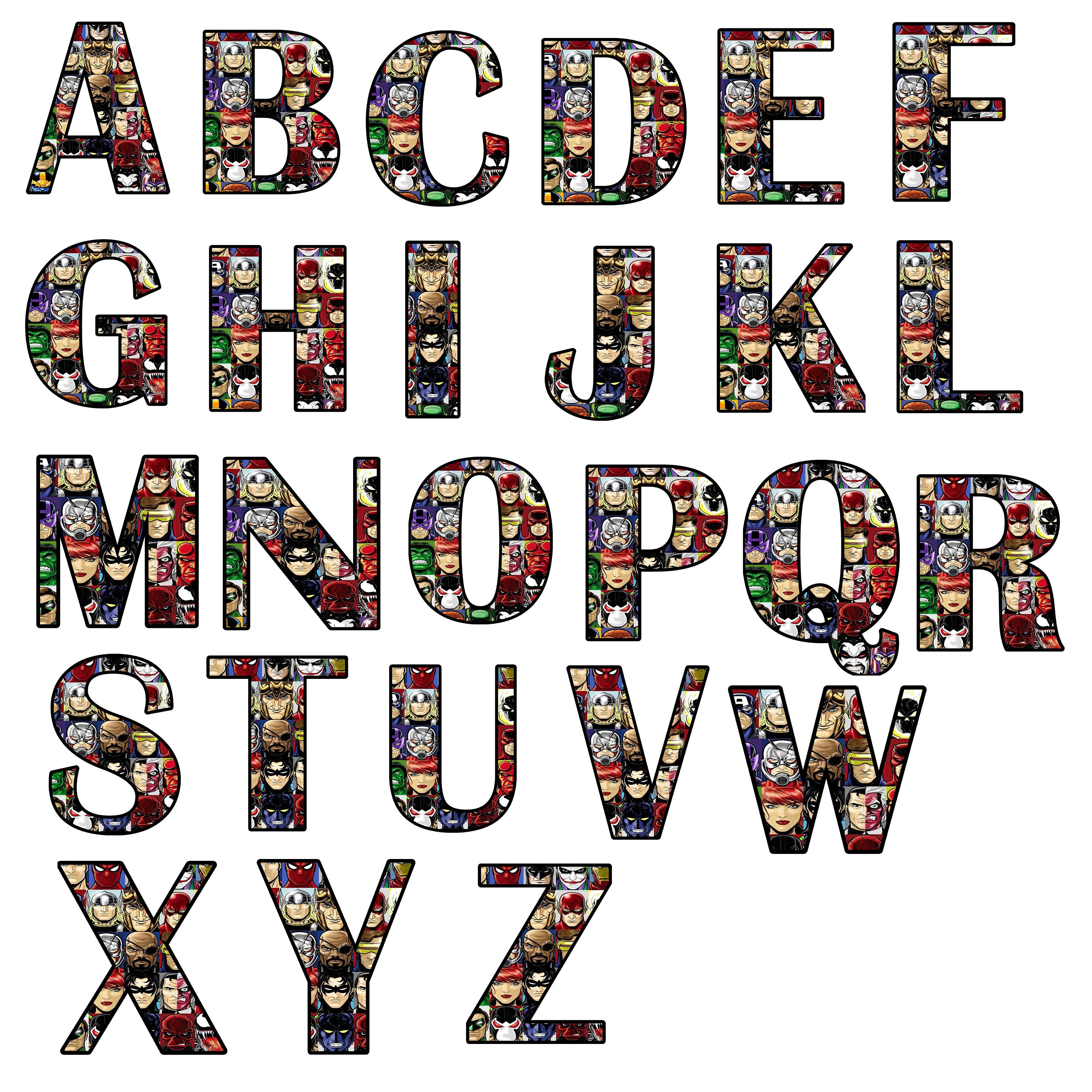 Superhero Alphabet PRINTABLE Letters Superhero Custom Name
