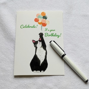 carte d'anniversaire | Chat | Célébration | Mignon | Drôle | Occasion | Animal de compagnie | Joyeux | Animaux | Carte de voeux