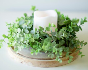 Eucalyptus Wreath, Mini Farmhouse Wreath, Small Greenery Wreath, Candle Wreath, Cabinet Wreath