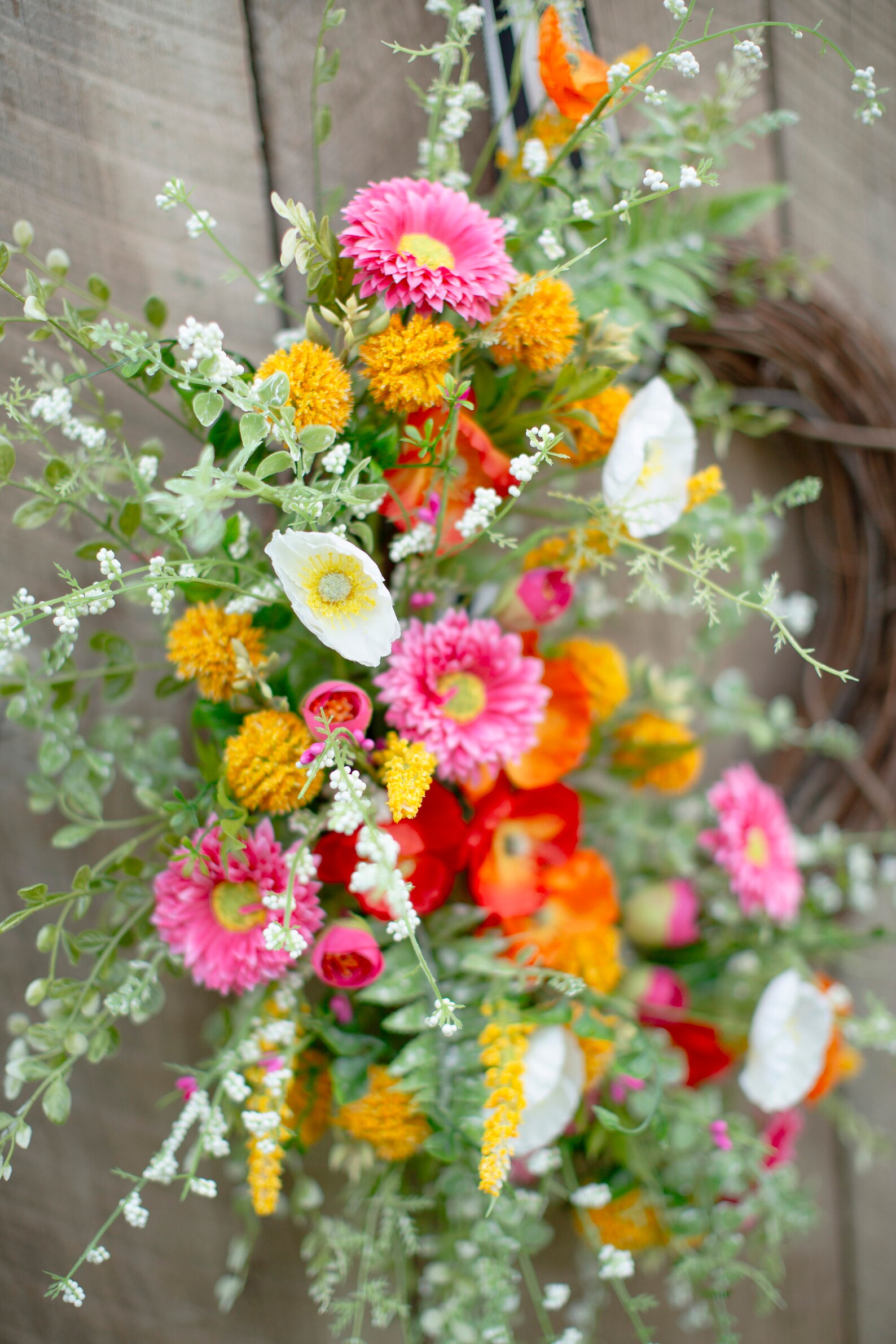 Summer Poppy Wreath Pink and Orange Wreath Summer Door Etsy