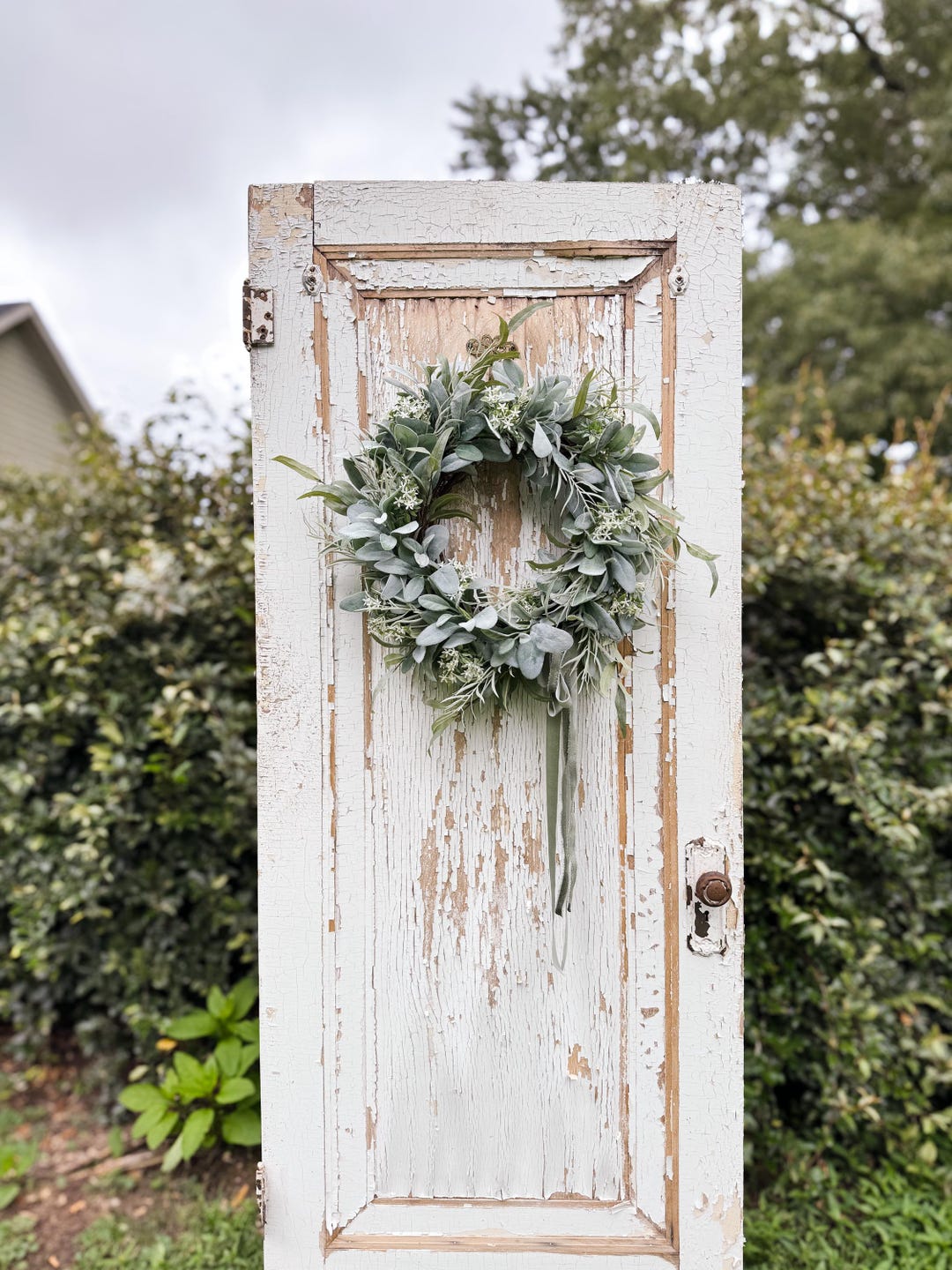 Year Round Lambs Ear Wreath for Front Door, All Season Greenery Wreath ...