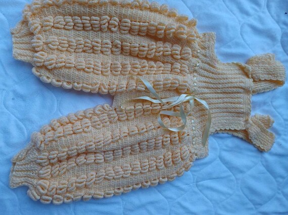 Handmade Vintage Crocheted  Overalls Sz 24 Months… - image 5