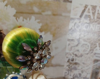 Adornos navideños vintage de bolas de seda hechas a mano, lote de 5