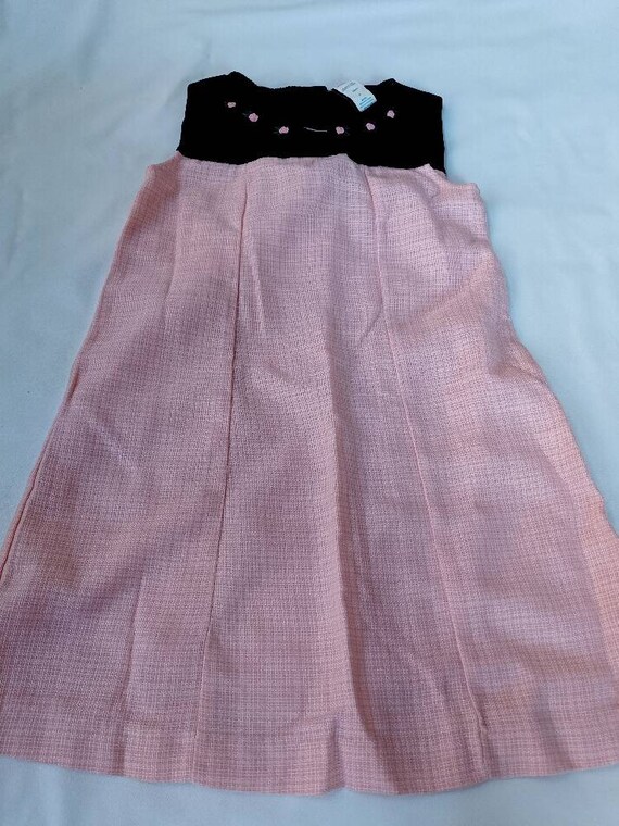 Vintage 2p Little Bitty Girls Black pink Dress Sz… - image 3