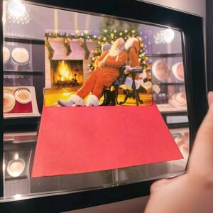 Cartão de Natal Feriado Papai Noel Dormindo Lareira SAUDAÇÃO Papel Mágico Grupo