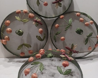 4 Vintage 50s - 80s   Butterfly Onions Mesh Bug Fly Dome Screen food picnic