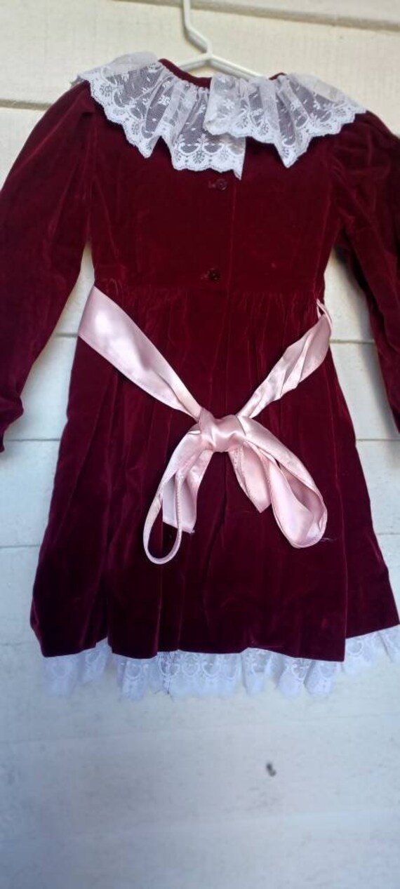 Jo Lene USA Made Velvet Burgundy pink Lace Dress … - image 5