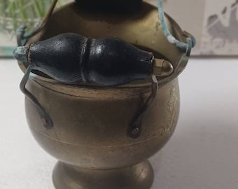 Ash bucket Vintage Antique Small Brass Ash Bucket 4" Tall with Handle.  Condition is pre-owned but have some discoloration please look at al