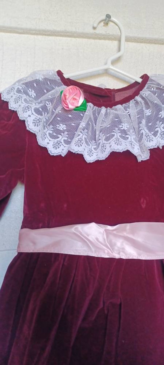 Jo Lene USA Made Velvet Burgundy pink Lace Dress … - image 6