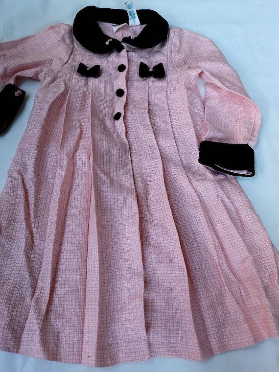 Vintage 2p Little Bitty Girls Black pink Dress Sz… - image 1