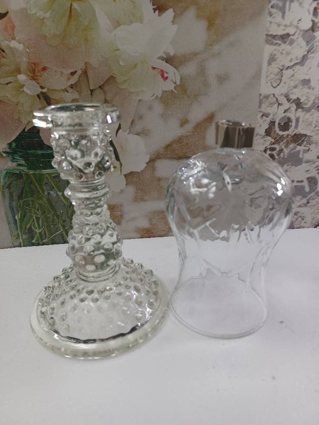 Set di 2 portacandele in vetro trasparente per feste e cene di nozze, accessori da tavola per matrimoni