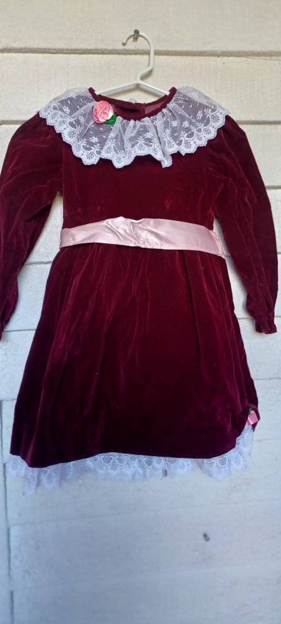 Jo Lene USA Made Velvet Burgundy pink Lace Dress S