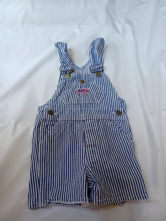 Vintage Liberty Denim striped Overalls  Shorts si… - image 2