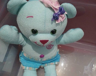 Vintage toy Tyco Doodle Pets Blue Pink Denim Look Teddy Bear Vtg 1990s Plush Toy 21” Large!. Pre-owned in good condition (bag #23)