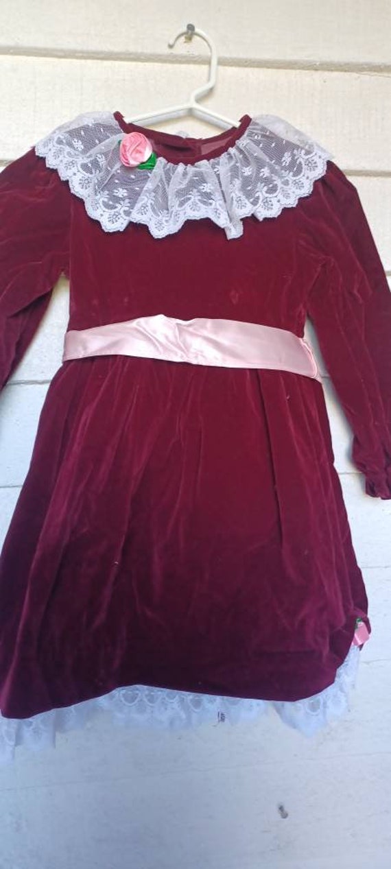 Jo Lene USA Made Velvet Burgundy pink Lace Dress … - image 4