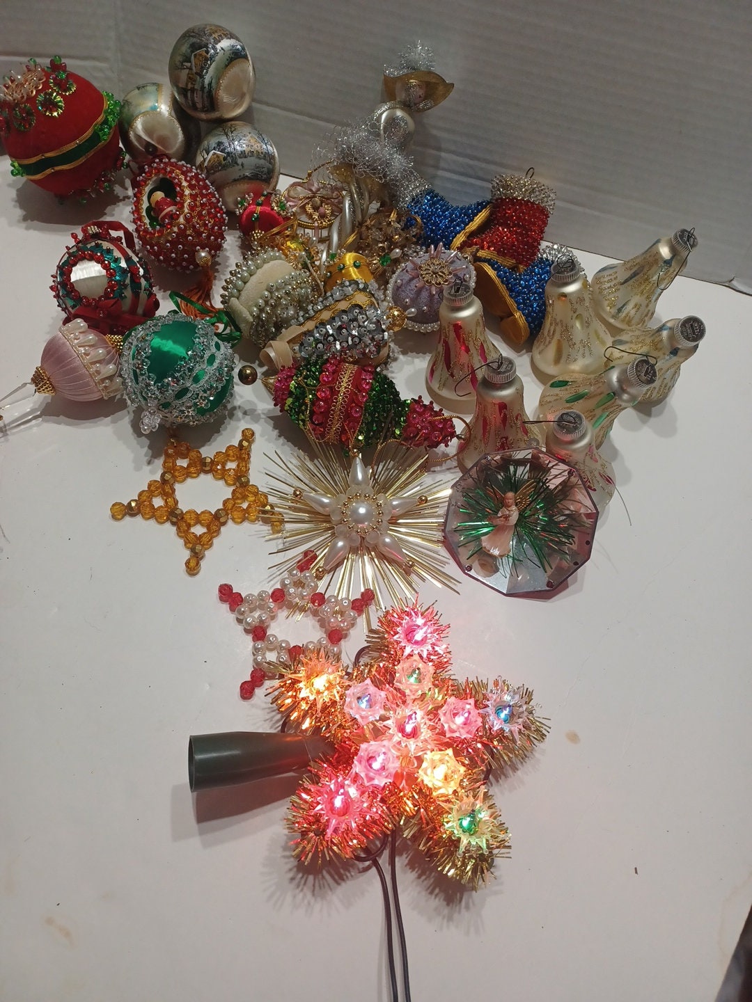 Ornaments Christmas Tree Topper Vintage Ornaments Includes 33 Pieces ...