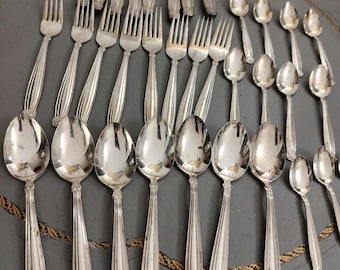35 Pcs Grace Nickel Silver  Spoons, Forks Knives Dinner Utensils Table Setting