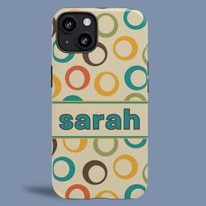 Retro Circles Phone Case Customize with Your Name for iPhone 13, iPhone 12 Pro, iPhone 11 Pro Max, Samsung Galaxy S22, Google Pixel
