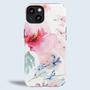 Watercolor Flower Phone Case, iPhone 14, iPhone 13, iPhone 12 Pro, iPhone 11, iPhone X, iPhone Mini, Samsung Galaxy S22, S21 S20 +more