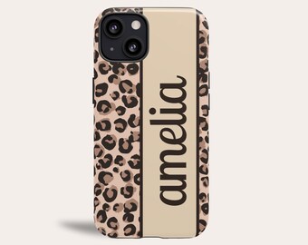 Personalisierte Leopard Print Handyhülle iPhone 14, iPhone 13, iPhone 12 Pro, iPhone 11, iPhone X, Samsung Galaxy S22, Galaxy S21 +Mehr