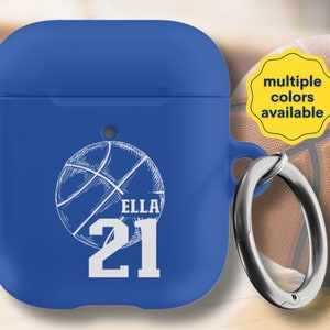 Personalized Girl&#39;s Basketball Apple AirPods Case Generation 1 and 2, AirPods Pro Case, Customize with Name, Team Color, Keychain Carabiner