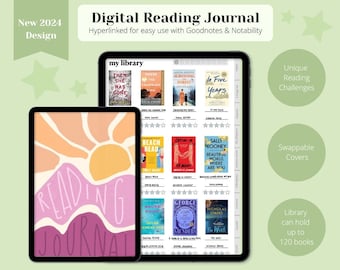 Digital Reading Journal, Digital Reading Planner, Goodnotes Journal, Reading Tracker, Reading Log, Book Review, Book Log, iPad Journal