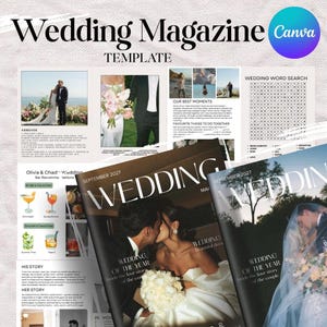 Wedding Magazine Template, Editable Wedding Programs, Wedding Booklet, Wedding Itinerary, Wedding Welcome Gifts, Custom Canva Template