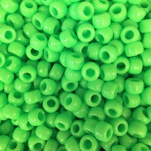 Light Green Opaque 9x6mm Authentic Beadery USA Plastic Pony Beads