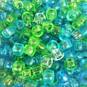 Sea Glass Mix 9x6mm Authentic Beadery USA Plastic Pony Beads
