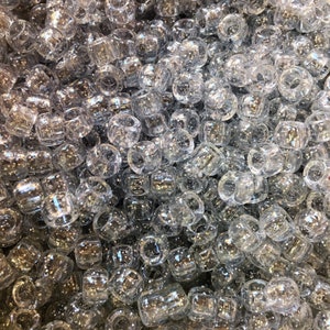 Clear Sparkle 9x6mm Authentic Beadery USA Plastic Pony Beads