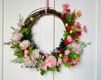 Floral Artificial Spring  Wreath,  Easter Wreath, Door wreaths for front door