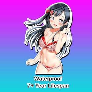 Lewd Ecchi Anime Waifu Sticker | Waterproof | Vinyl | Holographic | Magnetic | Glow in the Dark
